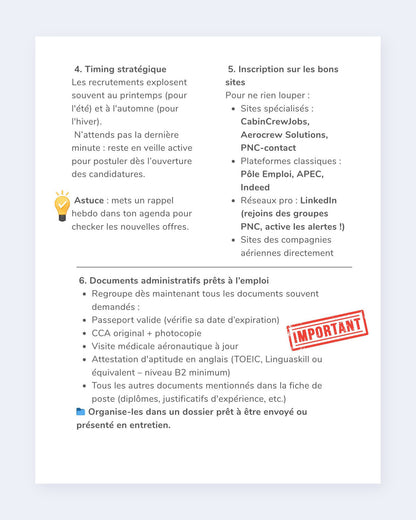 Aperçu du workbook bonus : check-list et documents à préparer