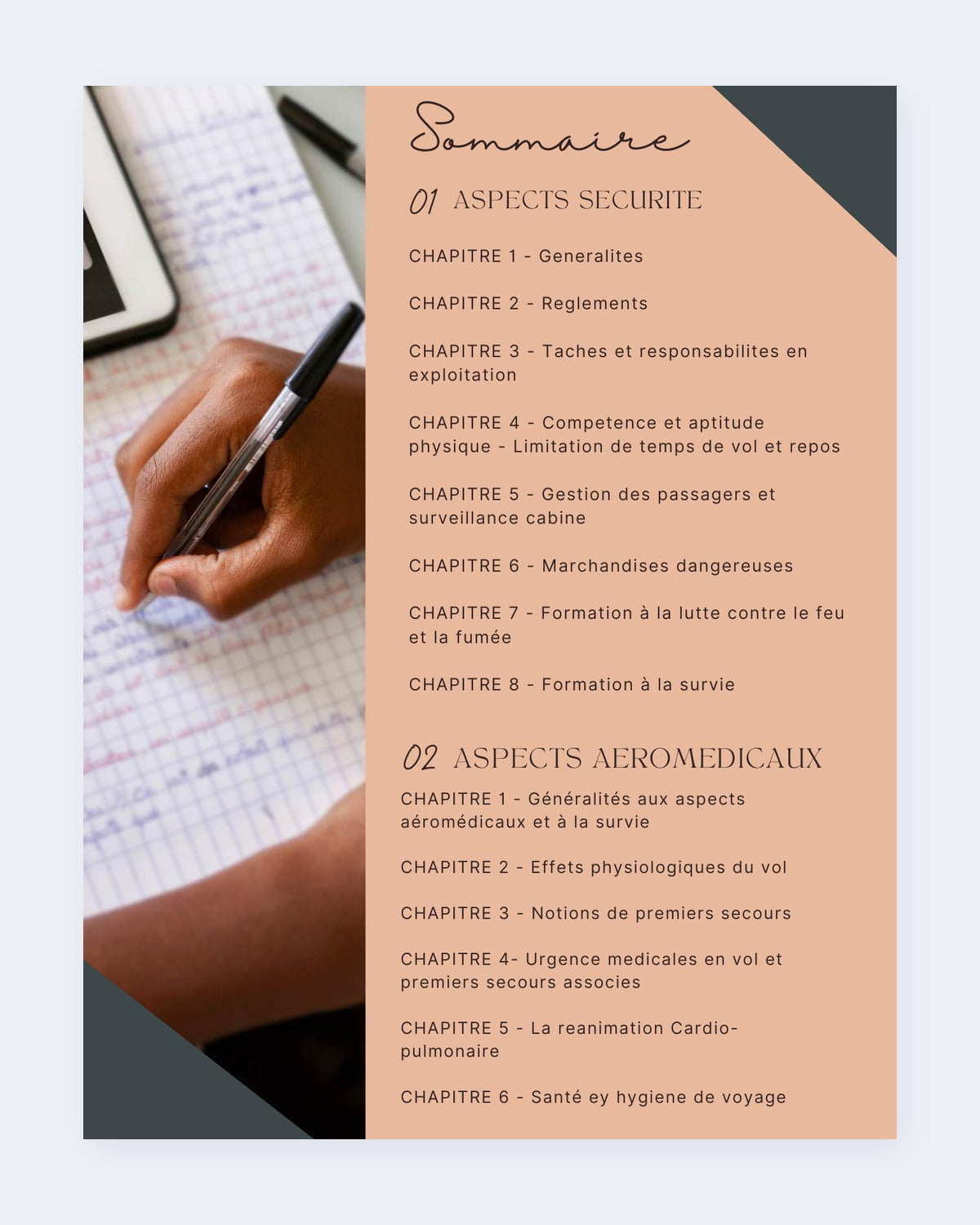 Sommaire des fiches CCA Théorique : aspects sécurité et aspects aéromédicaux