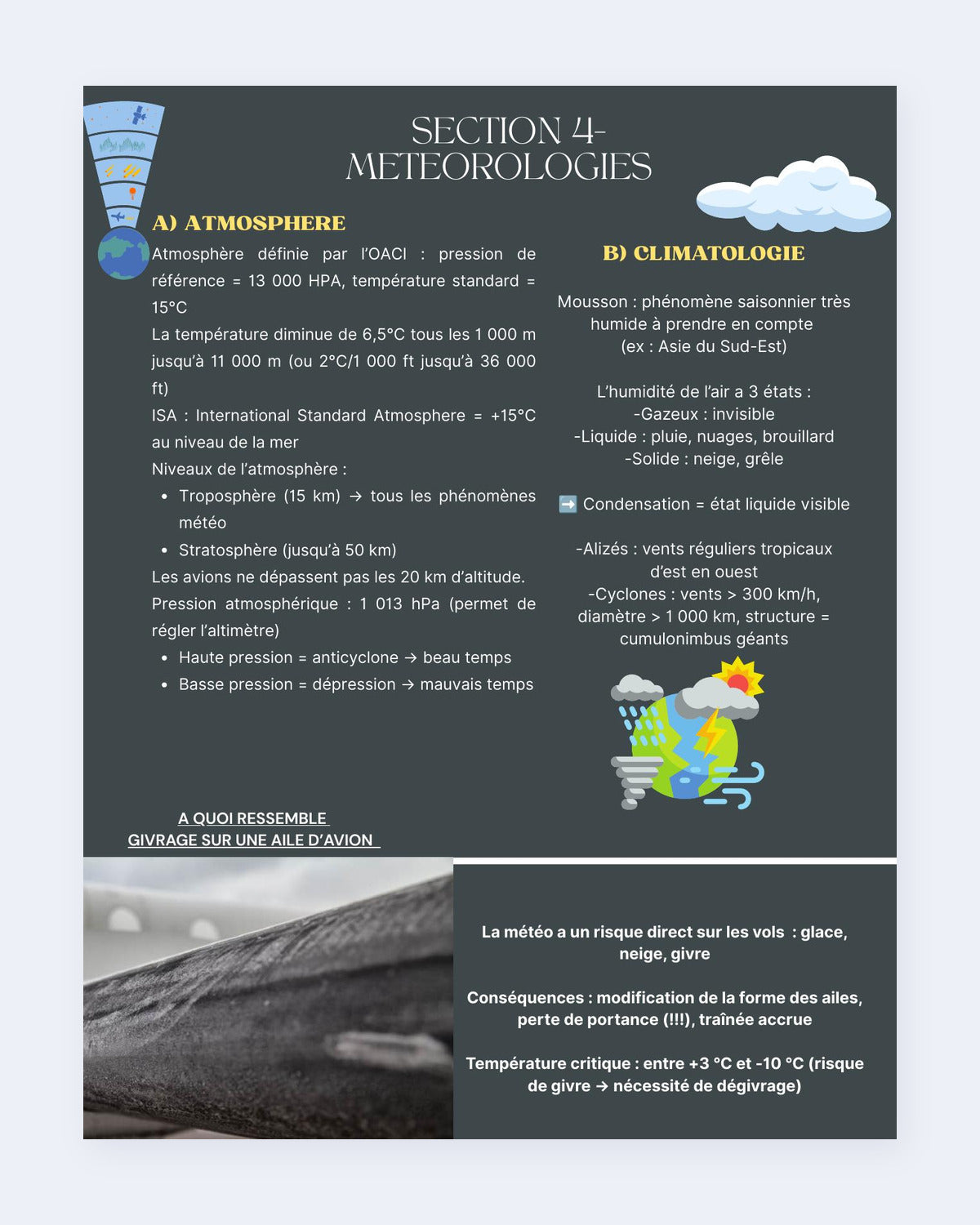 Aperçu d'une fiche de révision CCA sur la météorologie aéronautique